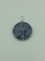 Natural Sodalite Gemstone Carved Coin Pendant