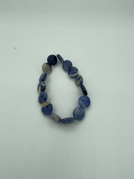 Natural Sodalite Gemstone Flat Disks Beaded Stretch Bracelet