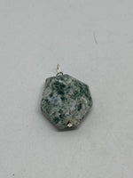 Natural Tree Agate Gemstone Carved Faceted Hexagon Pendant