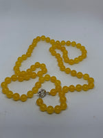 Natural Yellow Topaz Gemstone Round Beaded 36 Inch Long Necklace